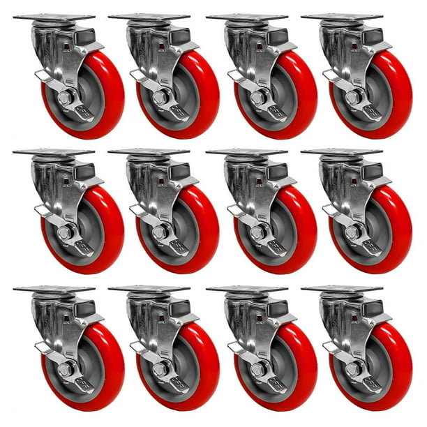 Color : A-Fixed casters Heavy Duty Nylon Casters Brake Wheels Super Wearable Flat Wheel Casters 